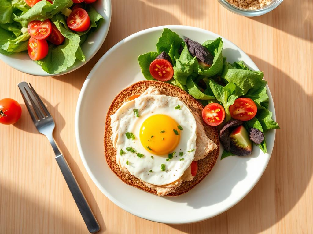 Lunch met volkoren brood, ei en groente